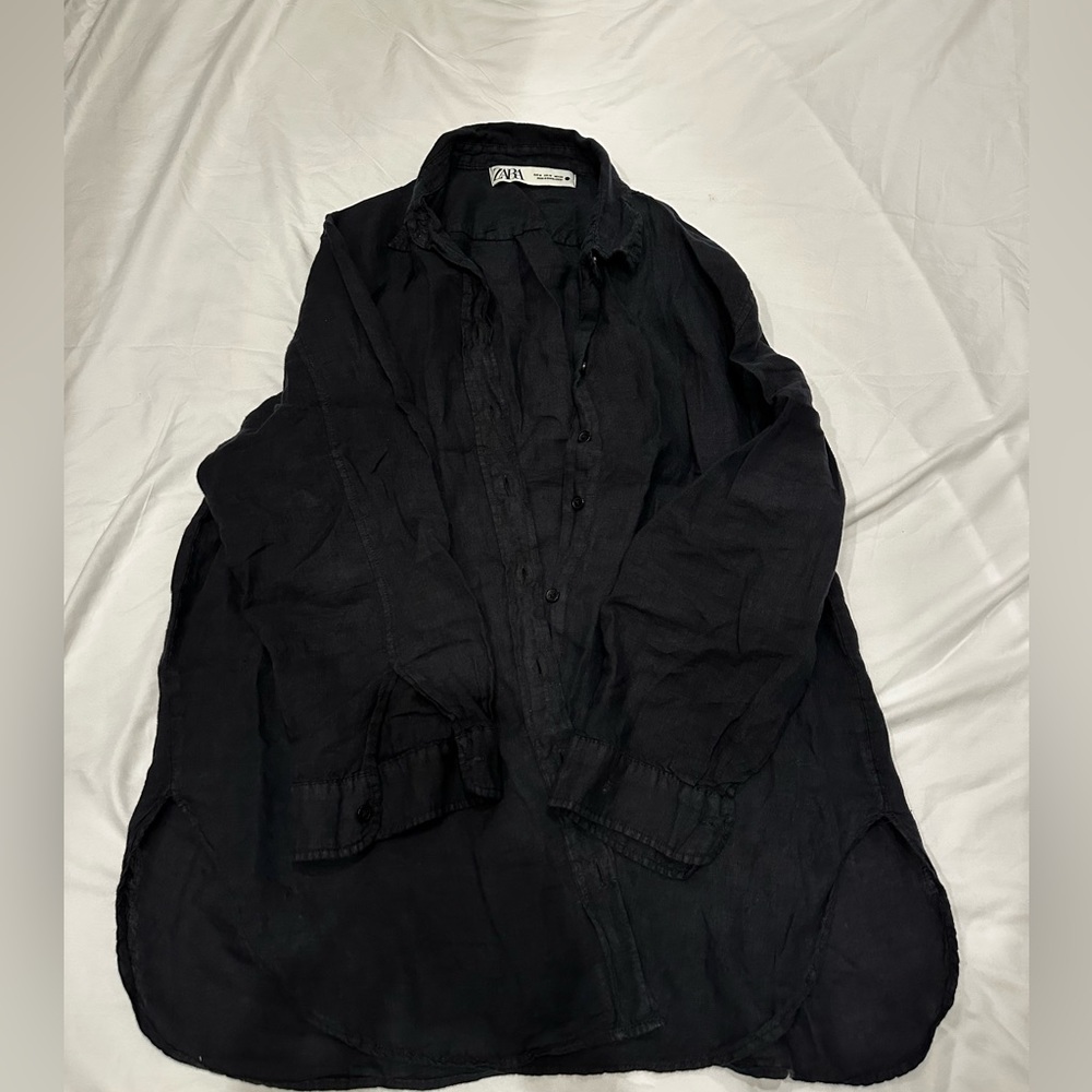 Zara cotton oversized button down shirt size US M